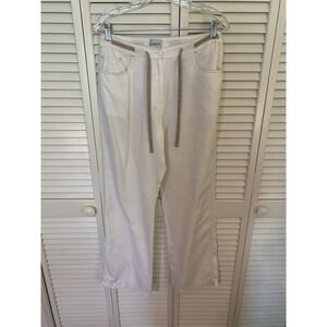 Chico's 100% Linen Pants 0.5 White Wide Leg Drawstring Coastal‎ Grandmother